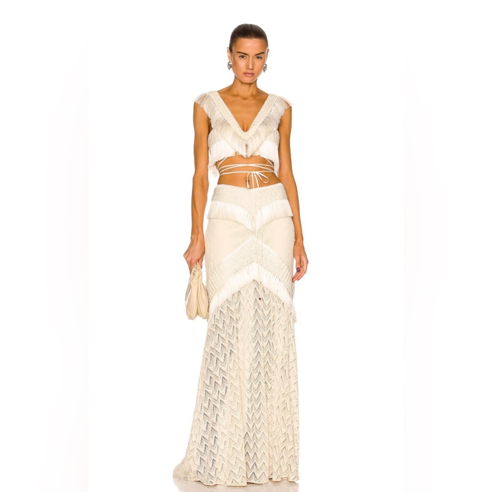 PatBo fringe trim maxi skirt